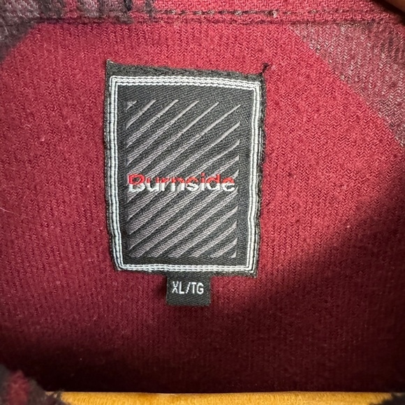 Burnside‎ Men's Wine Plaid Long Sleeve Flannel Button Up Shirt Size X-Large - Picture 4 of 14